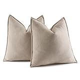 MIULEE 2er Kissenbezug 40x40 Beige Chenille Kissenbezüge Kissenhülle...