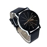 Damen Felduhr Lederarmbanduhr rundes Gehäuse BK, Schwarz , Einheitsgröße