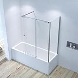 AQUABATOS Duschwand Glas Badewanne Ecke mit Schiebetür 110 x 70 x 150 cm...