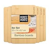 Moritz & Moritz Frühstücksbrettchen Bambus - 6er Schneidebrett Holz Set,...
