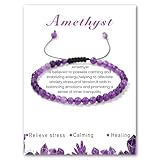 LOCCY Echtes Naturstein Armband für Damen, 4mm Verstellbare...