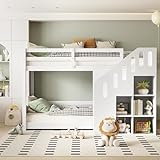 Dolamaní Hochbett Etagenbett 2 Kinder 90x200 cm mit Treppe, Kinderbett Mit...