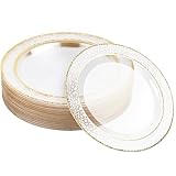 MATANA 20 Premium Plastikteller mit Goldrand, Hartplastik Teller Gold...