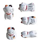 azurely 5 Stück Essstäbchen-ablage Rack Set, Keramik Glückliche Katze...