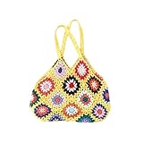 Handgefertigte, handgehäkelte und gewebte Damentasche im Ethno-Stil mit...