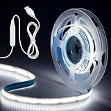 Aclorol 5V USB COB LED Streifen Kaltweiß 2M 640LEDs TV Beleuchtung Dimmbar...