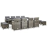 BUKSCYJS GartenmöBel Set,13-TLG. Garten-Essgruppe mit Auflagen Poly Rattan...