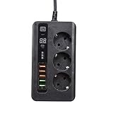 Steckdosenleiste, Rechteckig 3-Fach, Steckdosenadapter 2M Kabel, für Büro...