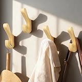 ATTEEFI 4 Stück Garderobenhaken Holz, Wandhaken Holz mit...