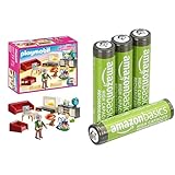 PLAYMOBIL Dollhouse Wohnzimmer, mit Lichteffekt, 4+ Jahre, & AAA Akkus...