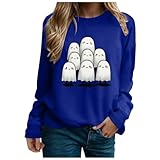 Damen Halloween Pullover Pumpkin Geist Druck Sweatershirt Rundhals Pulli...