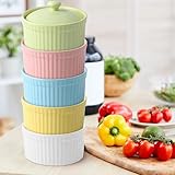 Ovales Ramekins 4oz (120ml) Mit Deckel - Set of 5 Keramik Schälchen...