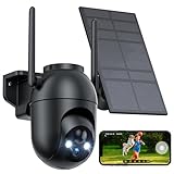 VIMKIM Überwachungskamera Aussen Akku WLAN Solarpanel: 360 Grad WiFi...