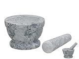 DRW Mörser aus Marmor, Weiß und Grau, 10 x 10 x 7 cm
