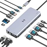USB C DockingStation 4 Monitore, 13 in 1 Laptop Docking Station...