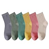 MAGIARTE 6 Paar Damen Mini Crew Socken Streifen gemustert Gekämmte...
