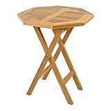 Divero Balkontisch rund Gartentisch Beistelltisch Teak Holz Tisch für...
