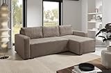 LIKMA Braun Ecksofa Cord Tilia mit Schlaffunktion und Bettkasten,...