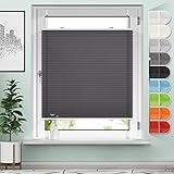Sanfree Plissee Klemmfix Plisseerollo ohne Bohren Anthrazit B45 x H100cm...