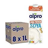 Alpro Sojadrink Ohne Zucker, 8x1L, haltbar | Quelle von Calcium und...