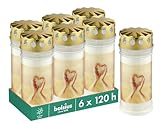 Bolsius Grablicht - Weiß - Set 6 Stück - Länge Brenndauer 120 stunden-...