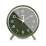 Mebus geräuschloser Wecker mit stylischem Design, Snooze und beleuchtetem...