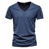 Rumity T-Shirt V-Ausschnitt Herren T-Shirt V/O-Neck - Weiß Herren Tee Crew...