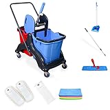 Hypafol Putzwagen Reinigungswagen Set | 2 x 25 l Eimer mit Wischmopp-Presse...
