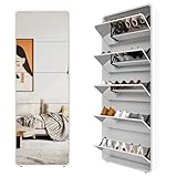 Organizedlife Spiegel-Schuhschrank mit 5 Flip-Schubladentüren,...