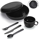 Berglander Camping Mess Set mit Schüssel, Teller, Tasse, Löffel, Gabel,...