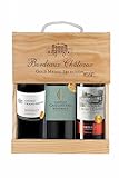 Selection Bordeaux - Wein Set Rotwein mit Goldmedaille in Holzkiste - Ideal...