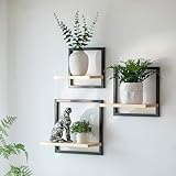 Walasis Schwarz Wandregal Metall für Wohnzimmer: 3er Set Quadratische...