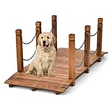 COSTWAY Holzbrücke mit Geländer, Gartenbrücke Teichbrücke, Zierbrücke...