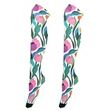 EtherSpher bunte Blumen schöne Frauen kniehohe Socken bequeme Oberschenkel...