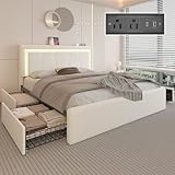E-Motie Polsterbett 160 x 200 cm mit 4 Schubladen, LED-Beleuchtung,...