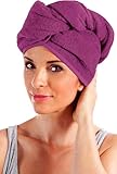 Erwin Müller Turban, Haarturban mit Knopf Fuchsia Größe 28x70 cm - auch...