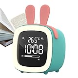 Kinder-Schlaftrainingsuhr – Wiederaufladbarer Nachttisch-Alarm mit Ton,...