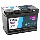 Exide EK700 AGM Starter-Batterie Start-Stop 12V 70Ah 760A