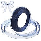 45m Chiffonband Organzaband Dunkelblau 15mm Breit Chiffo Geschenkband Blau...