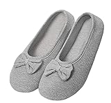 Damen Mädchen Baumwolle Geschlossene Hausschuhe Weicher Ballerina Slippers...