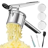 Kartoffelpresse Spätzlepresse aus Edelstahl, Profi Kartoffelstampfer mit 3...