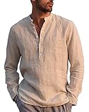 LVCBL Leinenhemden Herren Hemd Herren Langarm Regular Fit Herren Shirt...