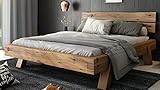 Generic Bett Futonbett Balkenbett Rustic-Eiche massiv Holz geölt...