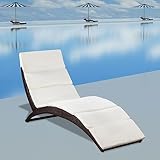 Snsowed Klappbare Sonnenliege mit Auflage Poly Rattan Braun, Gartenliege,...