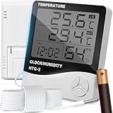 Retoo Thermometer Hygrometer mit Sonde Wetterstation Innen Aussen Digitales...