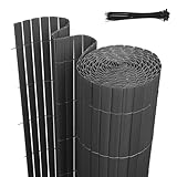 Jaxguom PVC Sichtschutzmatte, 180 x 400cm Sichtschutzzaun mit DREI...