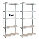 Arebos Schwerlastregal 2er Set | 180x90x30cm | 875kg Tragkraft | 5...