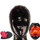 Vollgesichtsmaske Latex Sex mit Reißverschluss, Latex Silikon Knebel für...