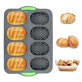QOUBNIC Mini Baguette Backblech, Brötchen Backform Brot-Silikon-Backform,...