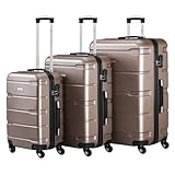 Zelsius Koffer Set 3 Stück, Champagner | ABS Hartschalenkoffer mit...